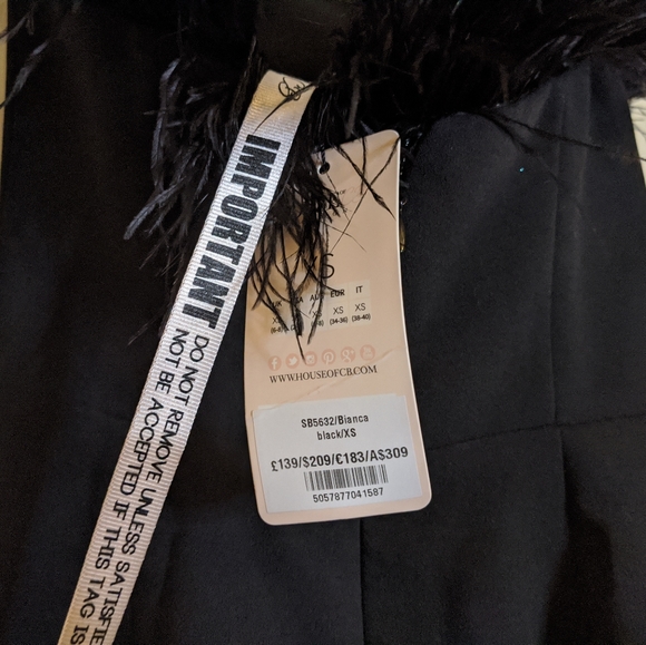 SOLD House of CB Bianca Feather Dress Black - Picture 10 of 10